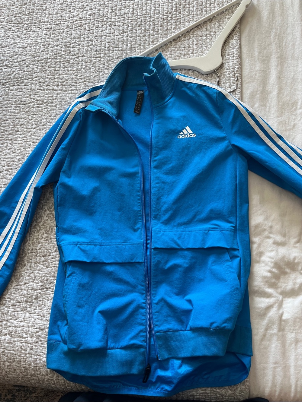 adidas Women’s Blue Track Jacket with White Stripes